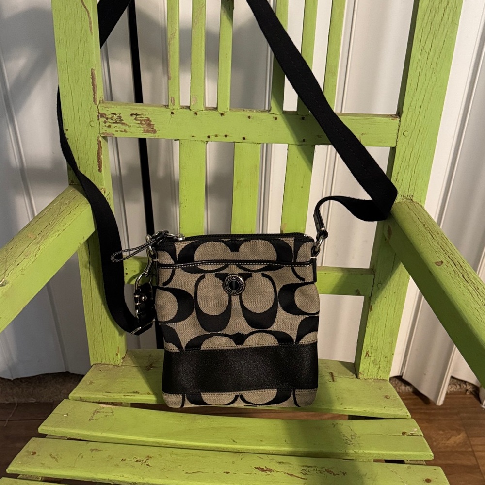 Vintage Coach Signature Crossbody Black and Gray Bag